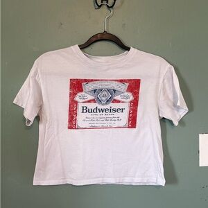 Budweiser Red and White Graphic Tee crop top